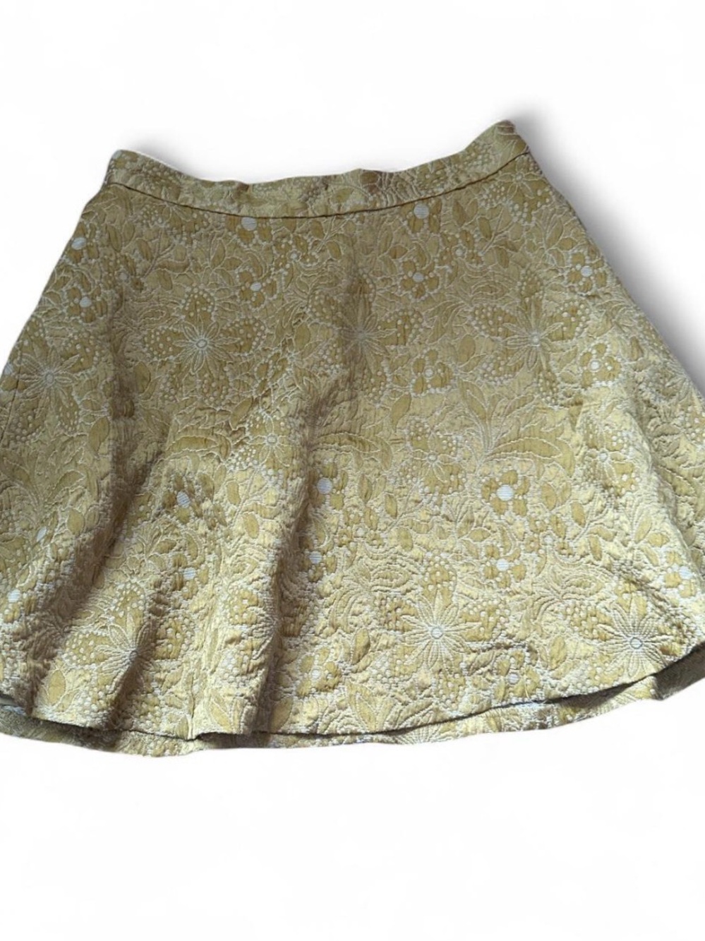 Club Monaco Yellow Floral Jacquard Circle Skirt